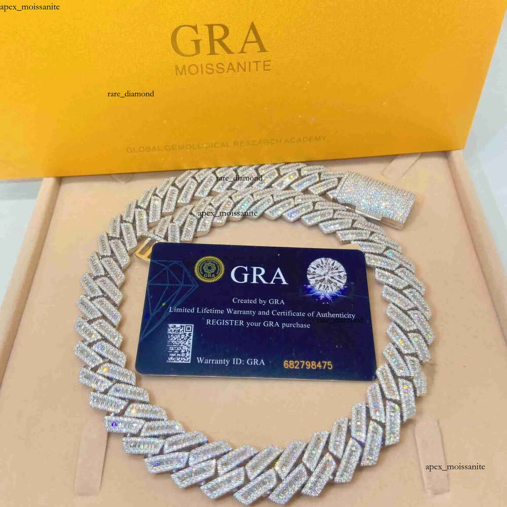 moissanite iced out cuban k chain Hip Hop Fine Jewelry Baguette Dia Men Necklace Sterg Sier Fully Vvs Moissanite designer jewelry 4a