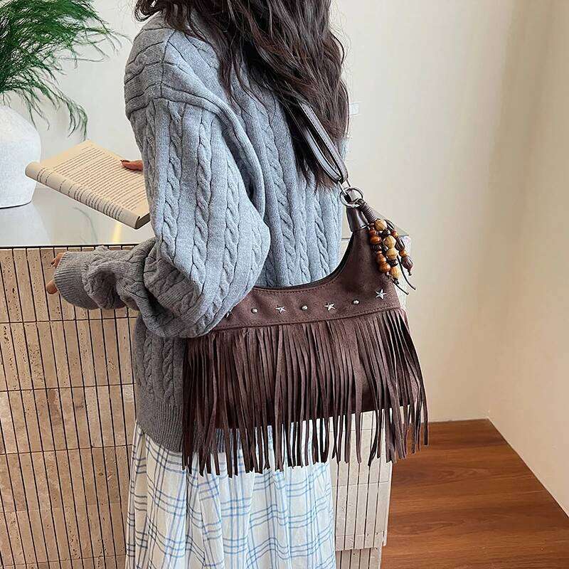 2025 Fall Winter New Women's Suede Crossbody Tote, Handbag, Shoulder Bag Purse with Long Strap C260204