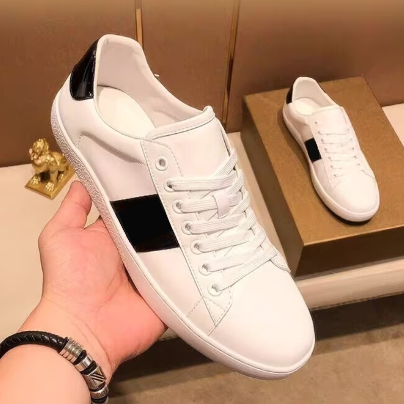 With box designer casual shoes sneakers low mens womens beeses shoes high quality tiger embroidered black white green stripes walking sneakers