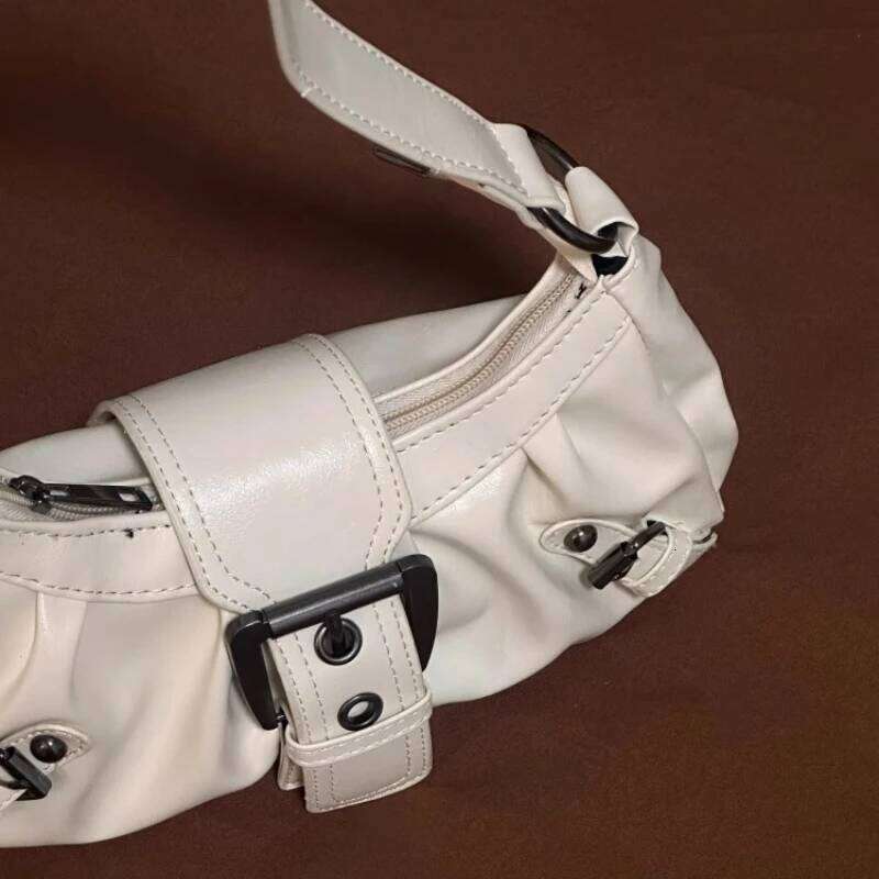 Vintage Y2k Aesthetic Pleated Underarm Bag Luxury Design Office Lady Women's Handbags All Match Ins Casual Shoulder Bags Fashion C260204