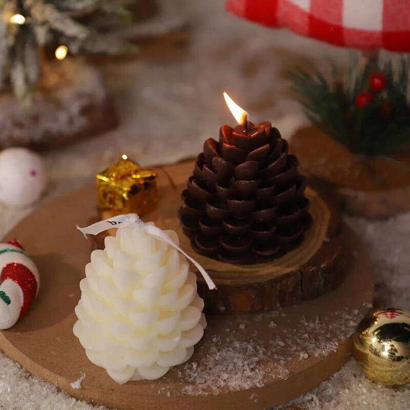 1Pc Christmas Pinecone Scented Candle, Paste Aromatherapy Candles For Home Decor & Gift in Pink White Brown, Air Freshener S260204