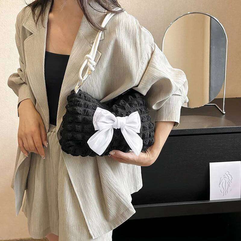 Fashion Shoulder Lovely Bow Tote Handbags Casual Under Arm Female Crossbody Bags Bowknot Purse Bag for Women C260204