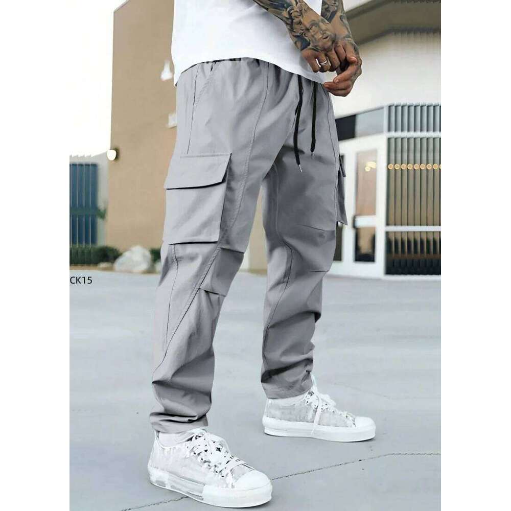 Men's Cargo Pants Multi-pocket Waterproof Wear-Resistant Casual Training Trousers Comfortable Breathable Overalls Clothing 26W0204