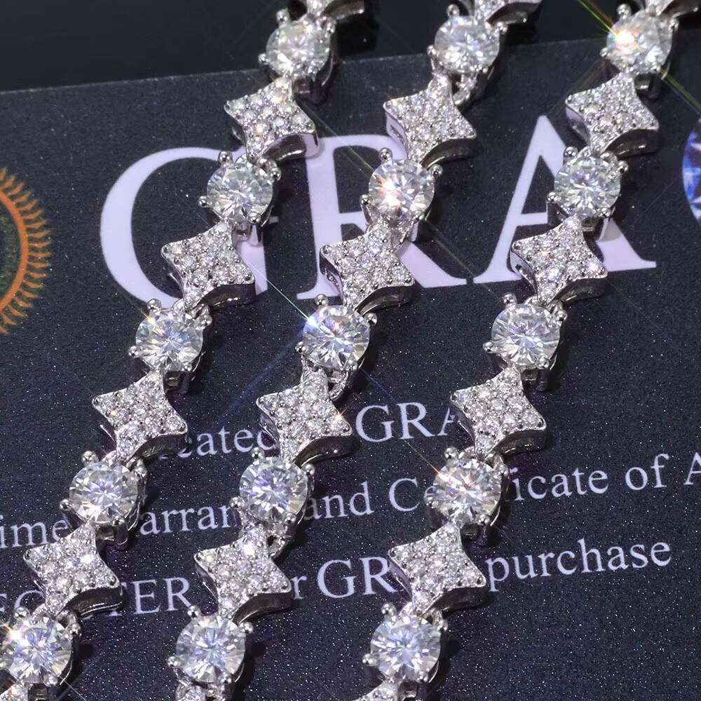 NUOYA 925 Sterling Silver 6Mm Star Shape Tennis Chain Women's Shiny VVS Moissanite Bracelet Fine Jewelry - view 3
