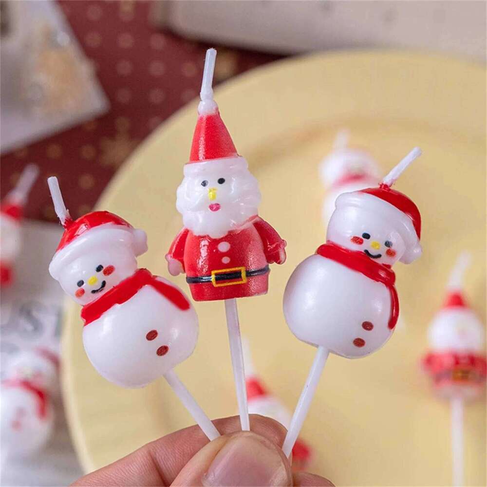 Candle Cake Decorations Snowman Candles Birthday Party Festival Decoration Christmas Eve Romantic Ornament Decor S260204