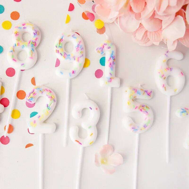 Ice Cream Number Baking 0-9 Wax Candles Digital Topper Kids Children Birthday Party Cake Decoration S260204