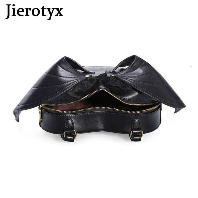 JIEROTYX Gothic Bat Wing Women Backpack Bag Black Punk Stylish School Bags for Girl Angel Wings Cute Little Devil Package Z260204