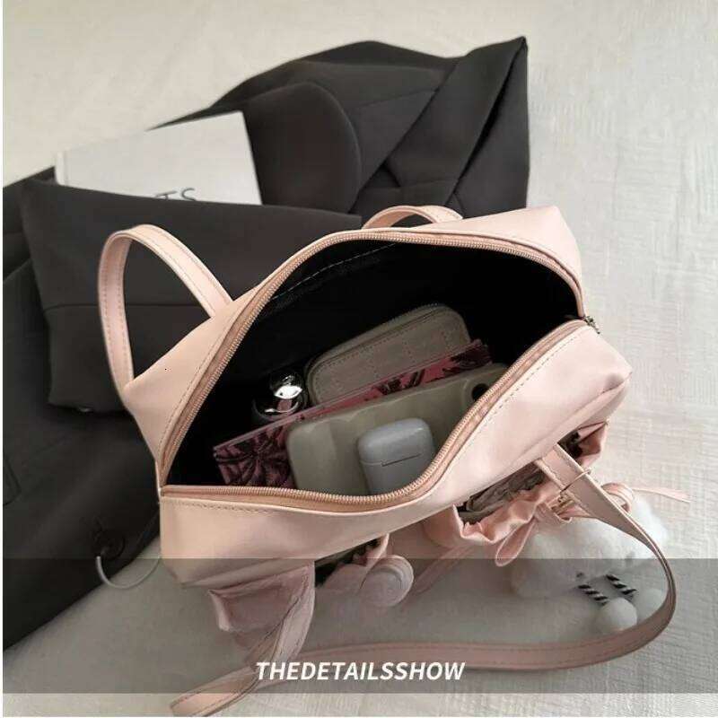 Cute Bow Tie Design Underarm Bags for Women 2025 Y2K Korean Fashion Handbags and Purses Pu Leather Shoulder Designer Bag C260204