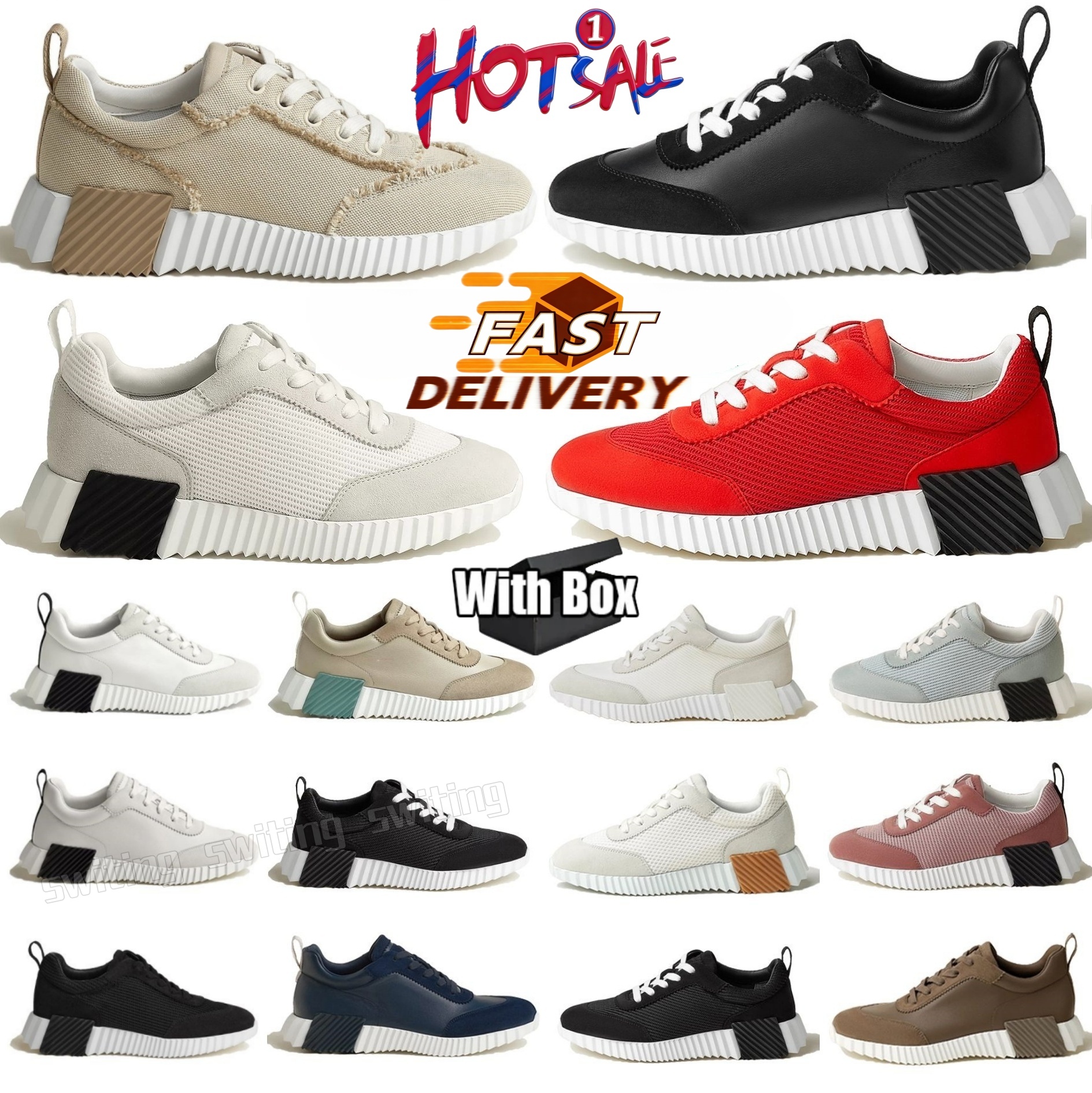 With Box Designer Sneakers H Women Men Bouncing versatile style outdoor sport trainers breathable casual shoes deluxe design brand real Soft size 35-45