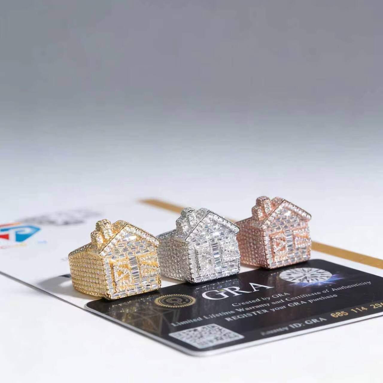 925 Sterling Silver Moissanite Rings House Shape Ring Iced Out Moissanite Hip Hop Jewelry High Quality Diamond Pass Diamond Test