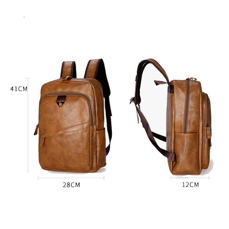 2020 Fashion Luxury Men Backpack Waterproof PU Leather Travel Bag Man Large Capacity Teenager Male Mochila Laptop Backpacks Z260202