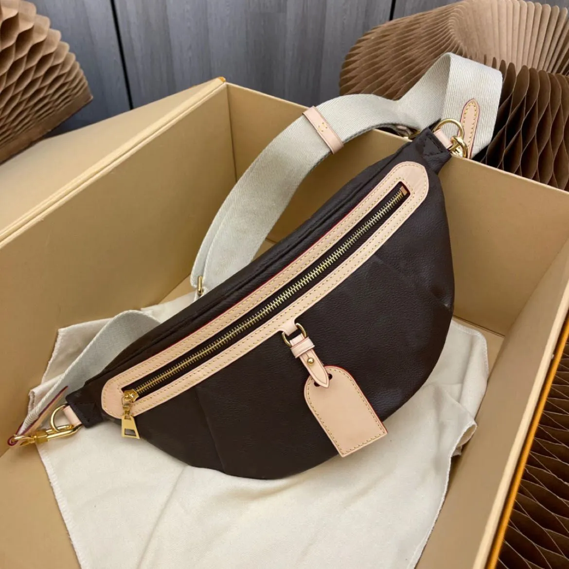 Designer bumbag waist bags High-end woman men purse Fashion bag mini Handbag Crossbody luxury Bag Classic pattern Leather stitching canvas Retro vintage shoulder