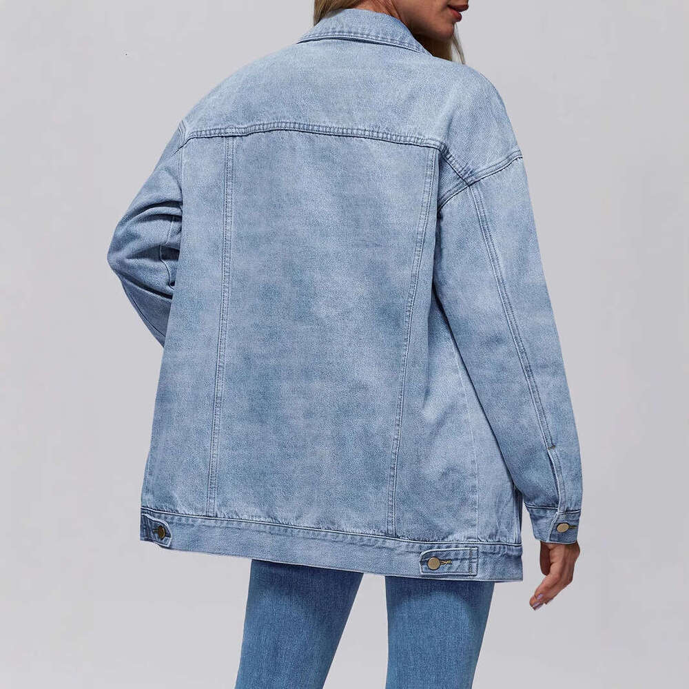 Women's denim jacket, denim long sleeved oversized button jacket, fashionable jacket, size according to product description