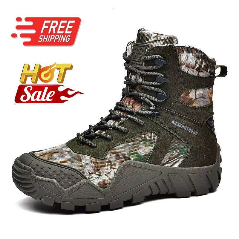 Free Shipping High-Top Hiking Boots for Men Non-Slip Waterproof Outdoor Climbing Shoes Camouflage Hunting Boots Outdoor Hiking Combat Boots Daily Outf