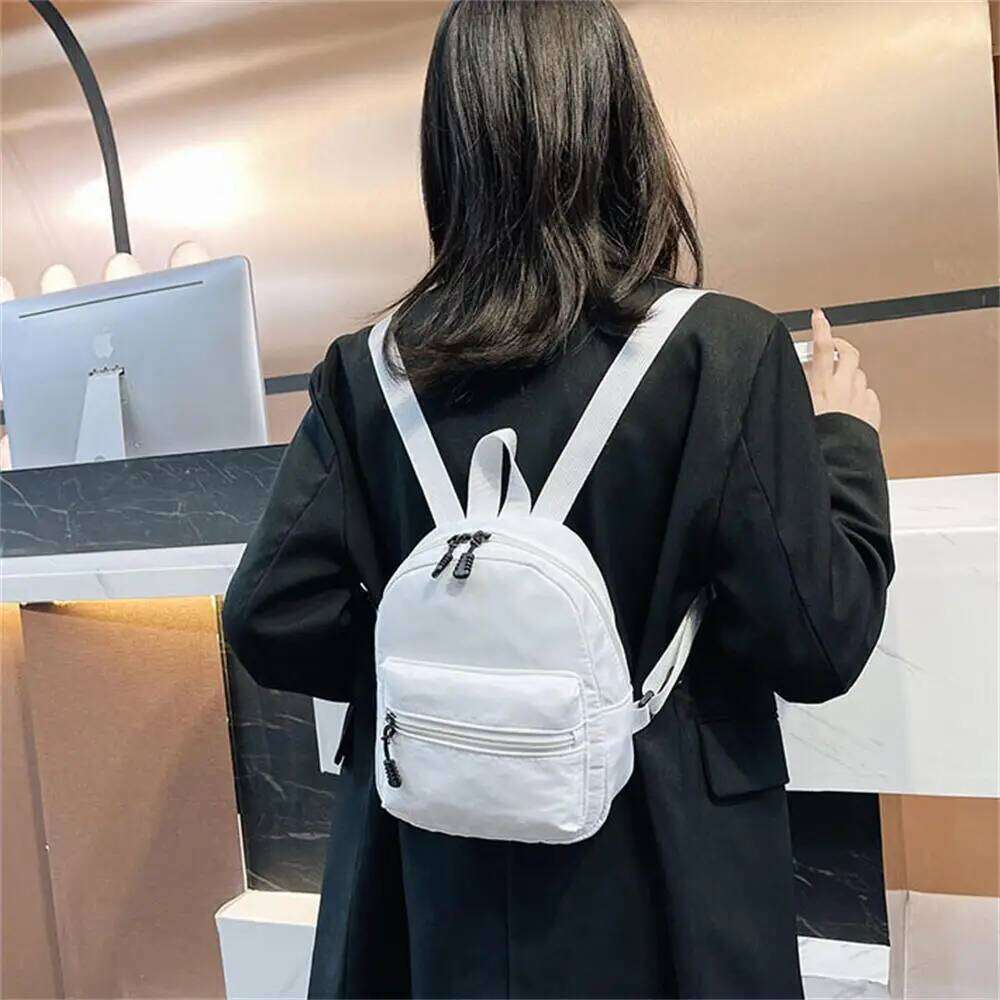 Korean Nylon holographic backpack Women Casual Solid Color Small Schoolbag Travel For Teenager Student School Bag Back Z260202