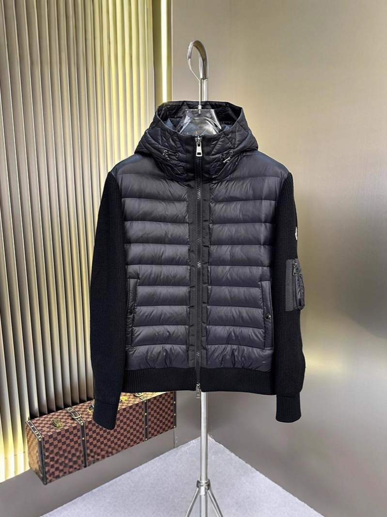 Men's Down Lightweight Jaet Knitted Hat Splicing Autumn Winter Sle Faion Urban Youth Outerwear Zipper Closure Size S-XXL