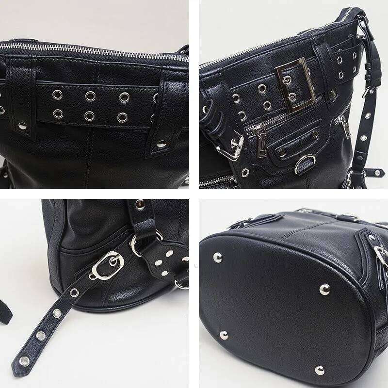 JIAERDI High Street Vintage Handbag Women New Rivet Large Capacity Casual Crossbody Bags Ladies Moto Biker Black Messenger Bag C260204