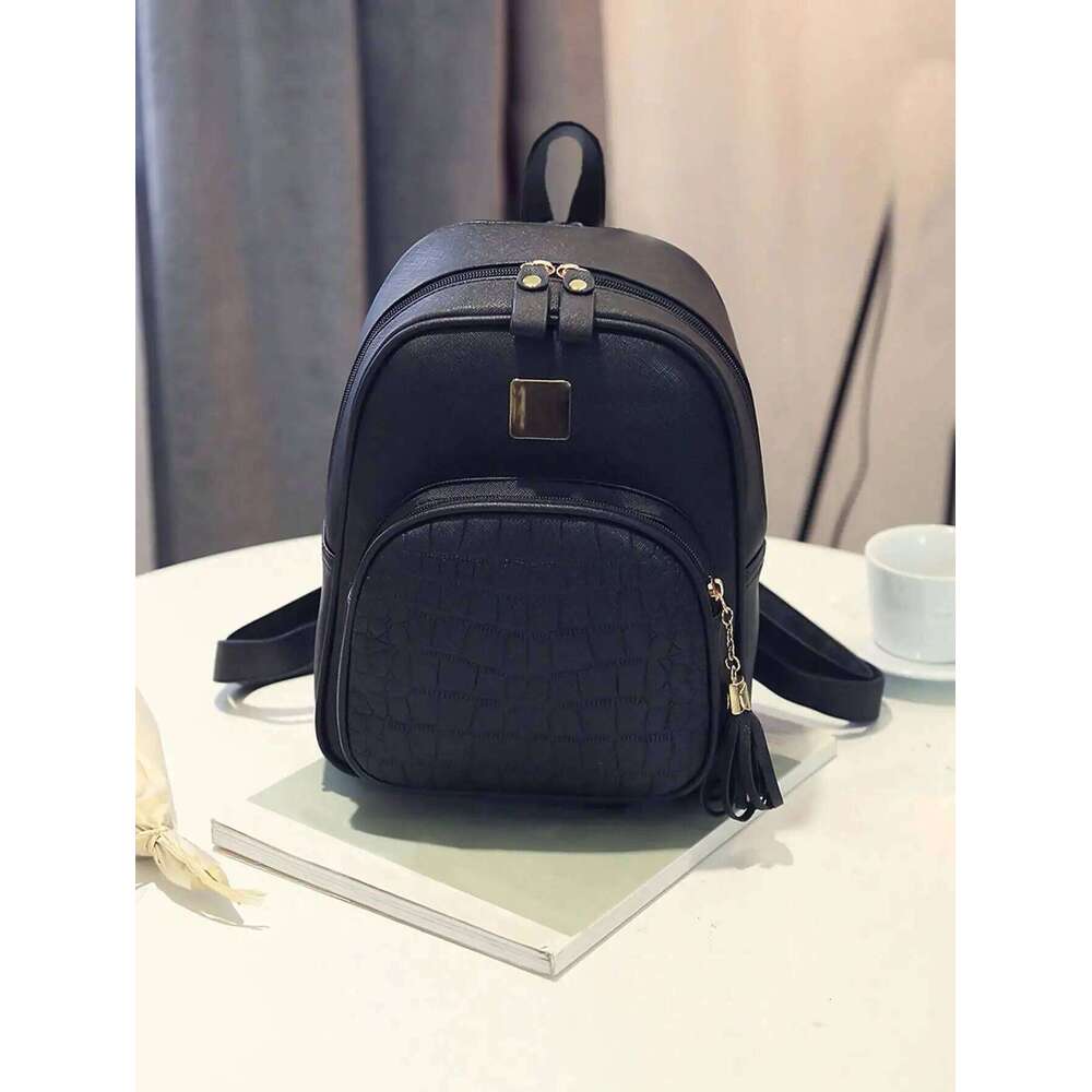 1psc Women'S Fashionable Lychee Pattern Backpack Is Suitable For Girls, White-Collar Workers, Travel And Daily Commuting Z260204