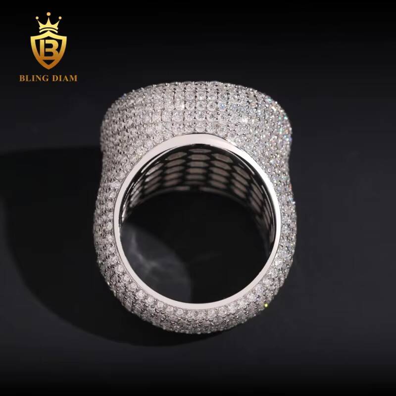 Hip Hop Jewelry S925 Sterling Silver Ice Out Vvs Moissanite Pass Diamond Tester Round Rings Trendy for Men