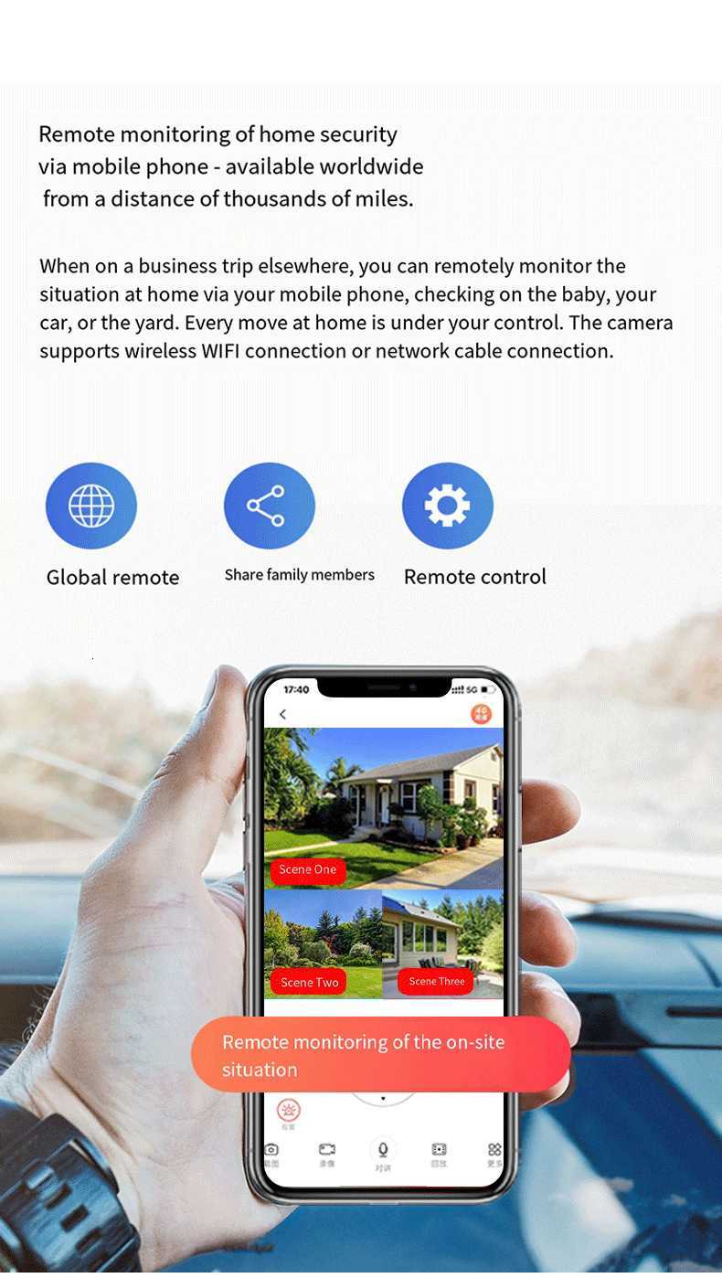 V380 3-lens 4G panoramic surveillance mobile phone with remote high-definition intelligent Wi-Fi waterproof pan-tilt 360-degree camera X250110