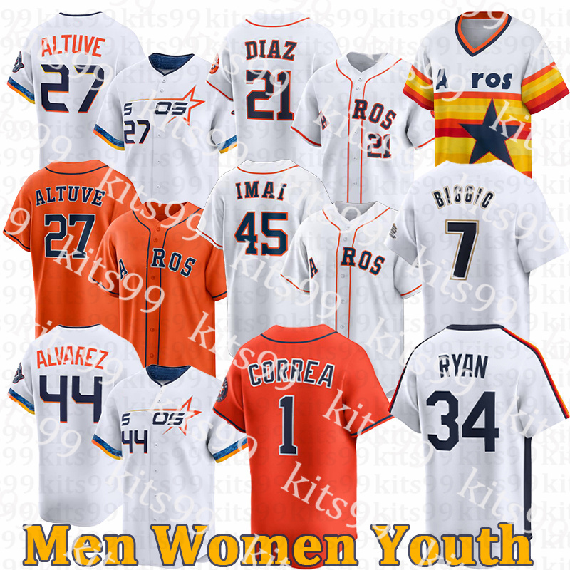 Houstons Baseball Jerseys Jose Altuve Alex Bregman Yordan Alvarez Kyle Tucker Josh Hader Justin Verlander Jeremy Pena Jake Meyers Astros Jersey