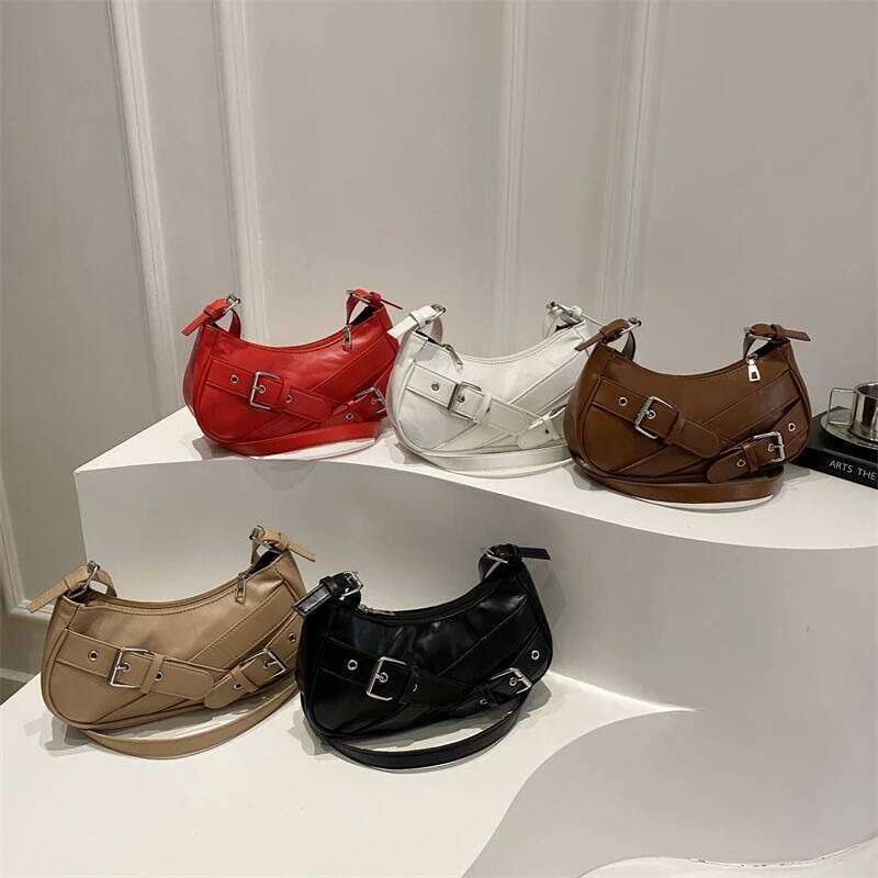 2025 Y2K VintagePULeather WomenShoulderBag Small Crossbody for Women Fashion Ladies Underarm Bag Clutch Purse Female Handbag C260204