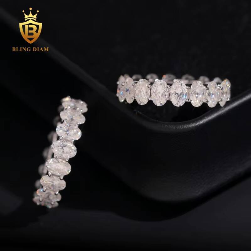 New Arrivals Full Moissanite Diamond 925 Sterling Silver Wedding Engagement Rings for Women Gra Certificate Past Diamond Test