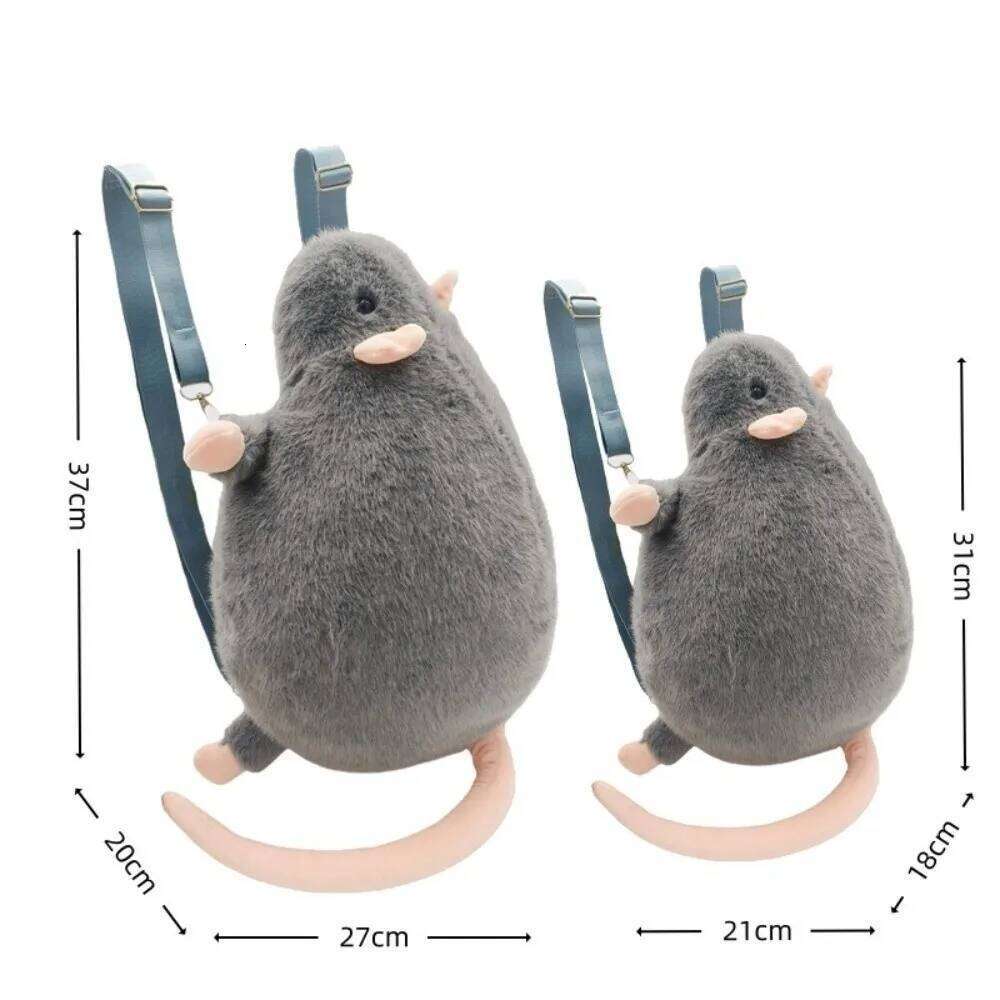 New Cartoon Flower Branch Rat Cute Realistic Mouse Backpack Soft Animal Figure Z260204