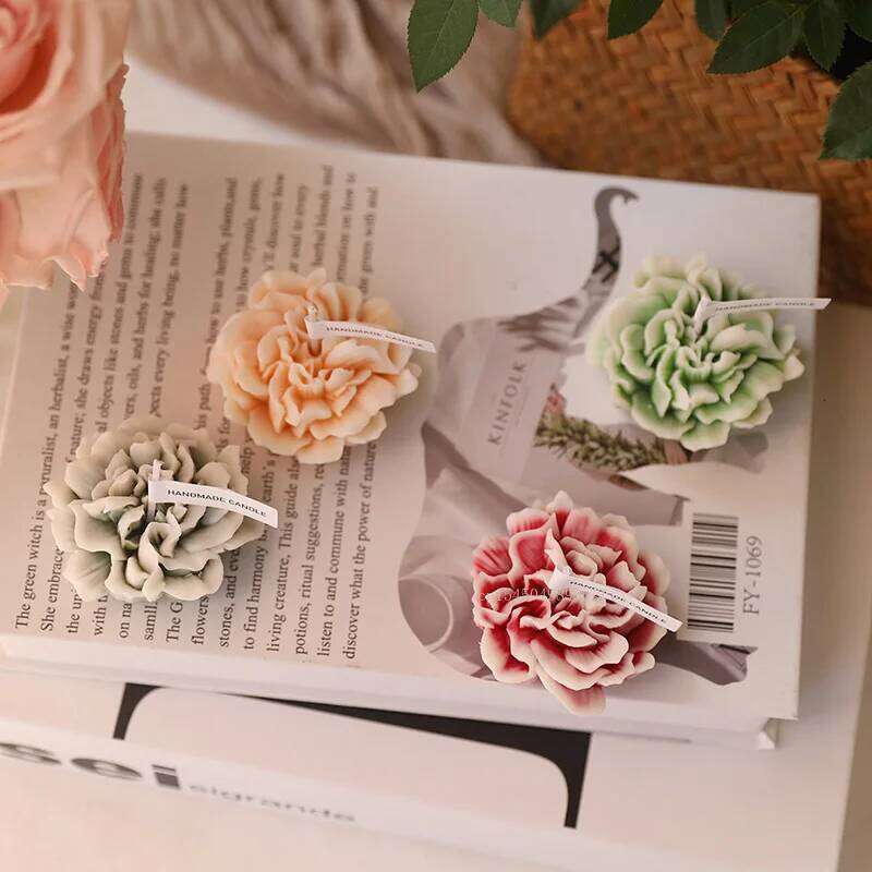 Carnation Flower-shaped Handmade Scented Candle Home Aromatherapy Ornaments Mother's Day Girl's Hand Gift Party Decor S260204