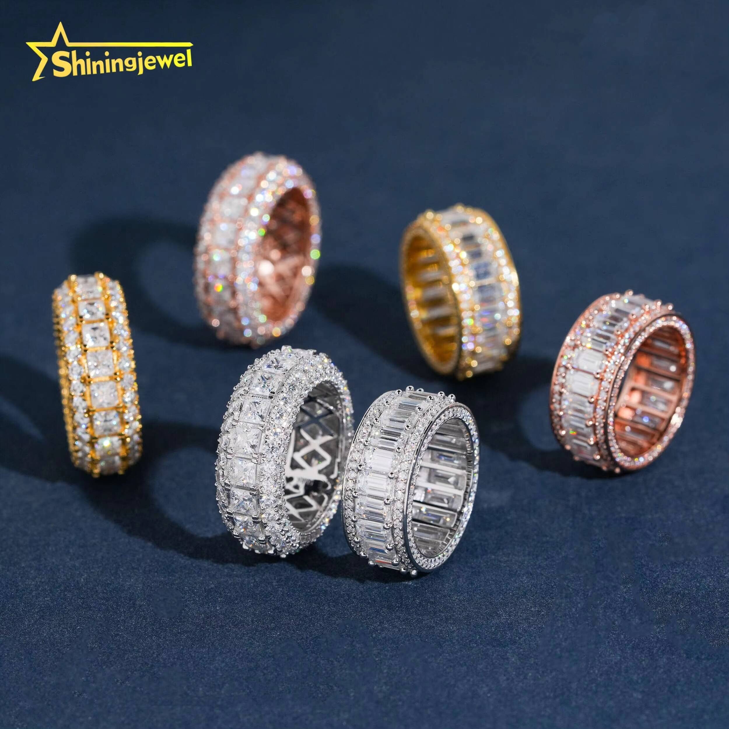 New Arrivals Hip Hop Design 925 Sterling Silver Iced Out Men Eternity Moissanite Diamond Ring