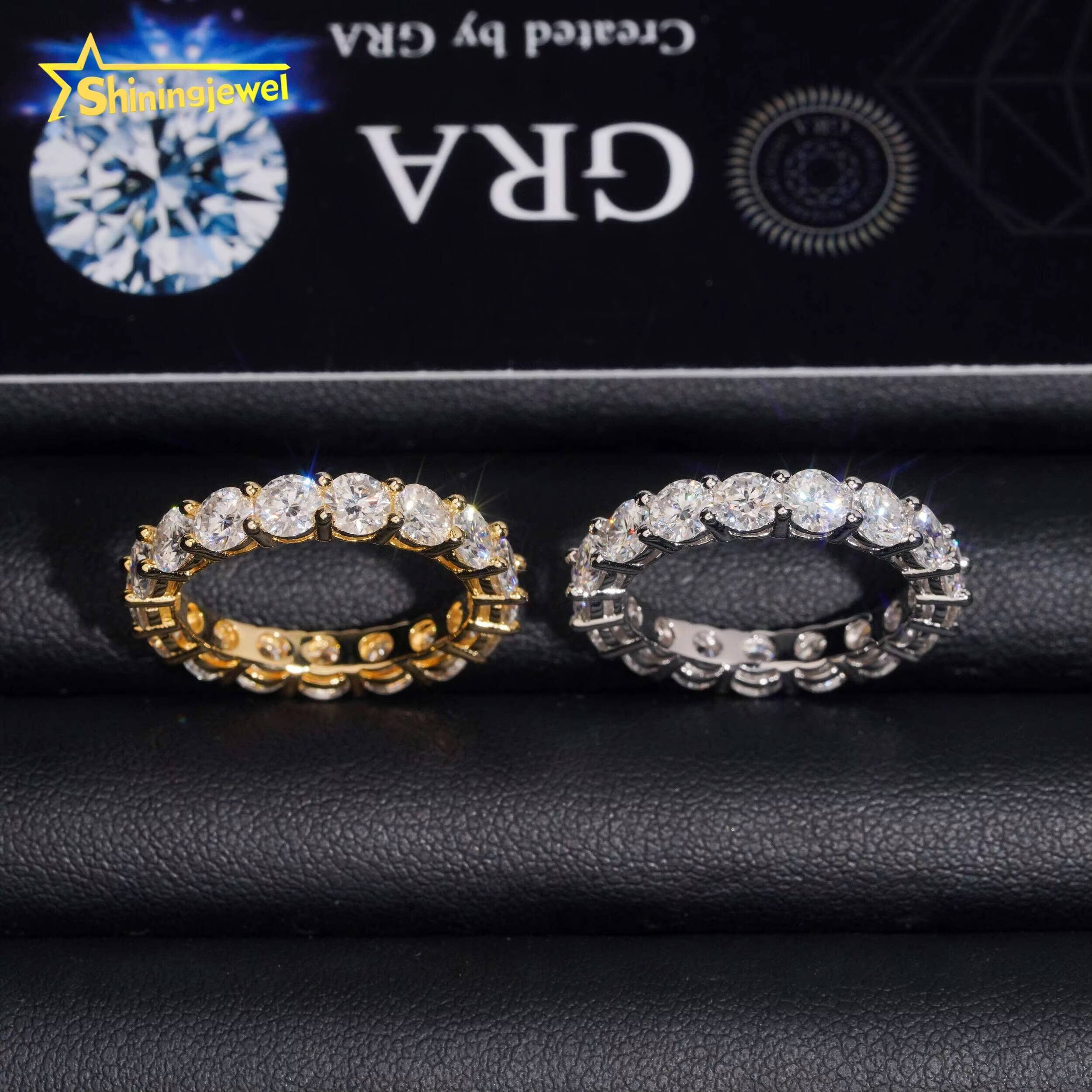 Fancy Jewelry Diamond Ring 925 Sterling Silver Hip Hop Moissanite Stacking Rings Couple Love Rings