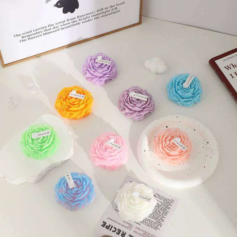Valentine's Day Scented Souvenir Ornament 3D Peony Aromatic Candle Creative Flower Shape Aromatherapy Wedding Decor Gifts Box S260204