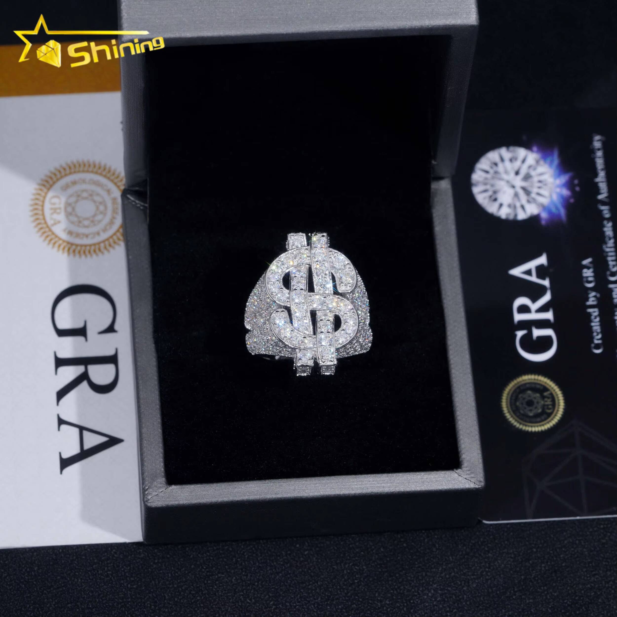 Wholesale Price Pass Diamond Tester Dollar Rings 925 Silver Hip Hop Moissanite Men Ring