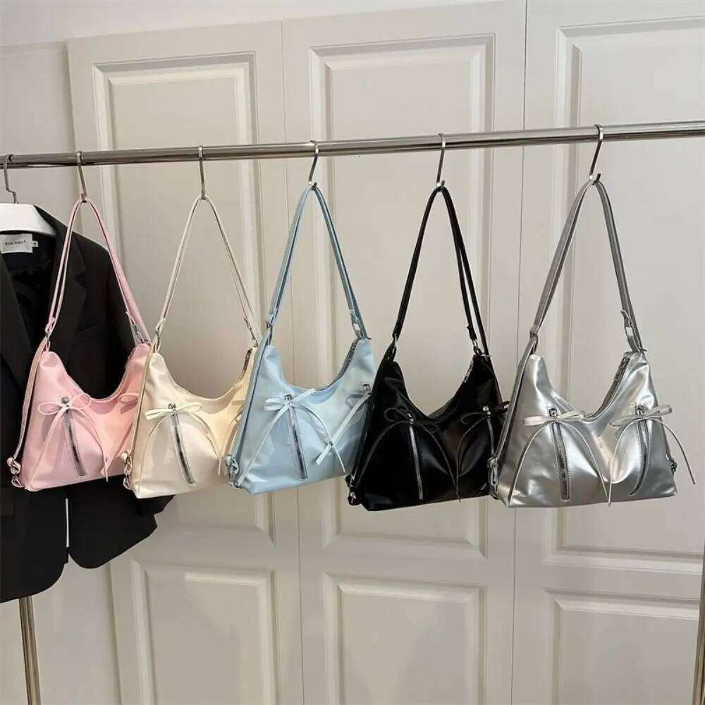 All-match Silver Bowknot Shoulder Korean New Style Y2K Tote Elegant Fashion Bow Crossbody Bag Ladies/Girls C260204
