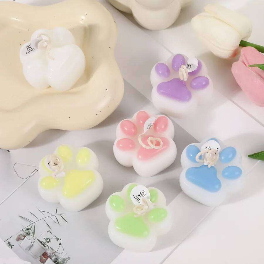 1pc/4pc Cat Paw Design Scented Candle ,For Birthday, Valentine's Day, Diy Home Decoration, party decoration, wedding souvenirs S260204