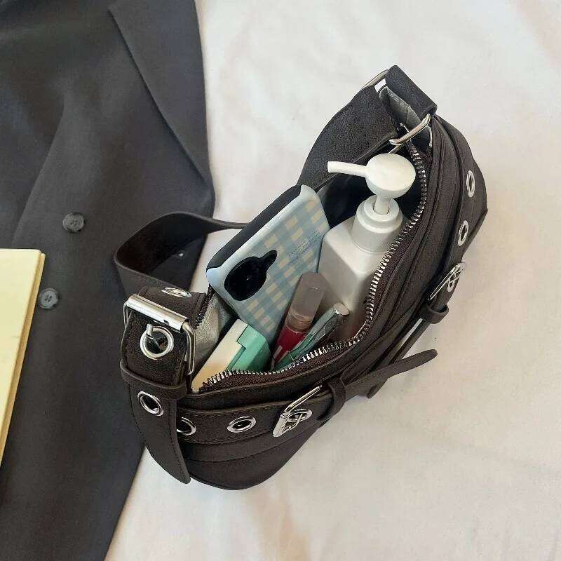 Winter Trend Crossbody Purse Fashion Niche Retro Y2K Underarm Moto Streetwear Shoulder Bags for Women Versatile Hobo Bag C260204