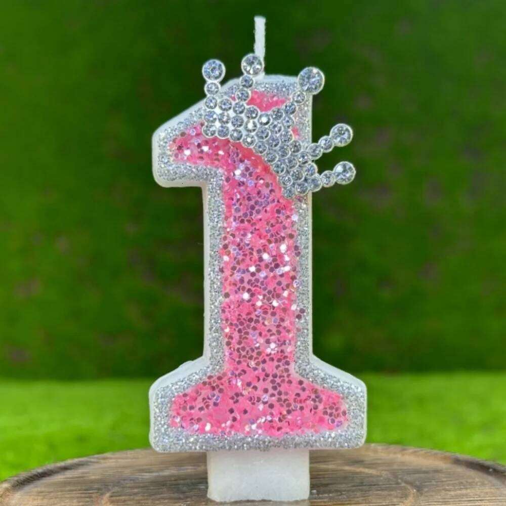 New handicraft Creative 0-9 Pink Number crown Birthday candle With Drip-Prevention Tray Party Anniversary Cake Decoration S260204