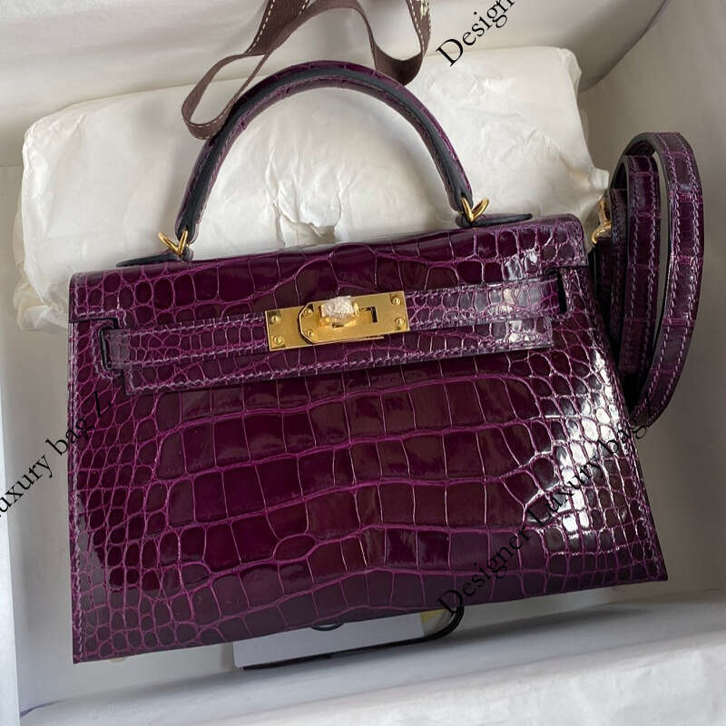 Luxury handcrafted custom-made high-end single-shoulder crossbody crocodile print genuine leather bag strap