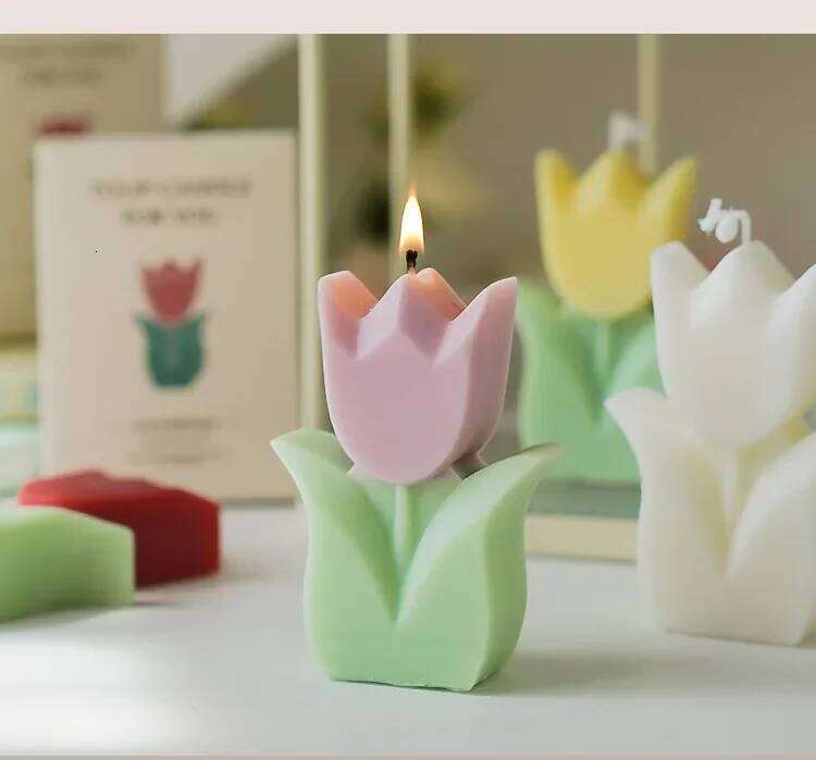 Handmade Tulip Candle Cute Soy Wax Aromatherapy Small Scented Relaxing Birthday Wedding Party Home Decor Korean Ins Photo Props S260204