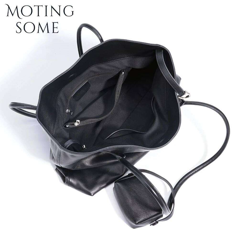 Motingsome Oversized Natural Leather Woman Bags 2025 New Fashion Handbag and Purses Large Capacity Commuter Bag Casual Tote C260204