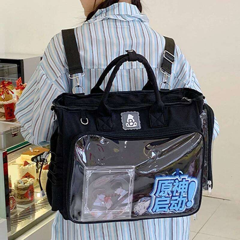 Fashionable Square Female Backpack Transparent Multifunctional Shoulders Bag Large Capacity Daily Outing Tote Handbag Z260202