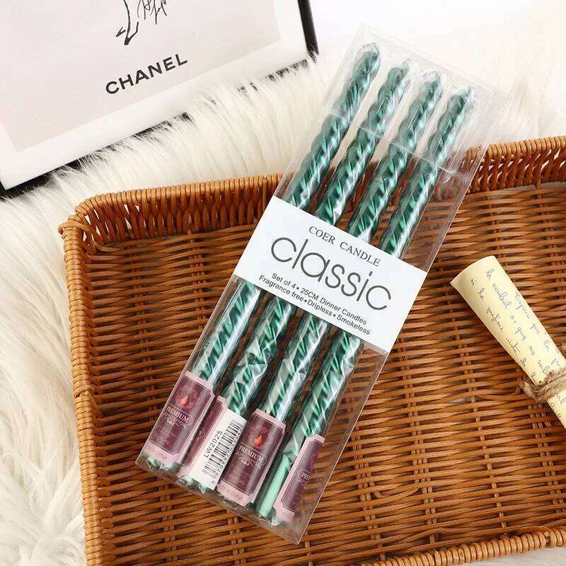 4pcs Taper Thread Candle Restaurant and Home Decor Candlelight Dinner,Christmas,Halloween,Wedding Anniversary,Birthday,Dating S260204