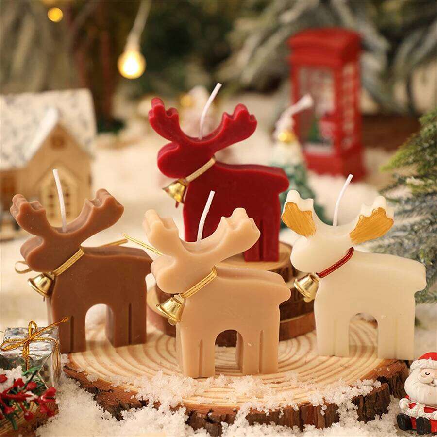 1 Red Scented Candle, Creative Christmas Reindeer Festive Atmosphere Candle Party Decoration Ornament Souvenir Gift S260204 cae