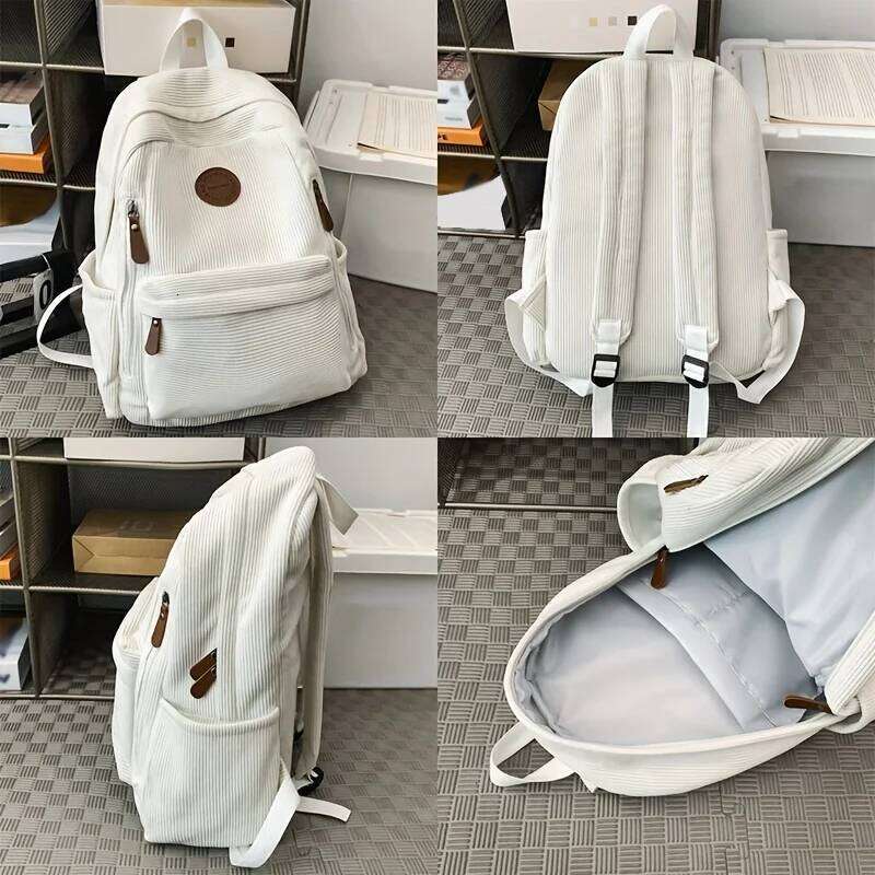 Women's Olive Green Corduroy Backpack Large Capacity Backpacks Casual Daypack Work Travel Ideal Gift for Students School Z260202