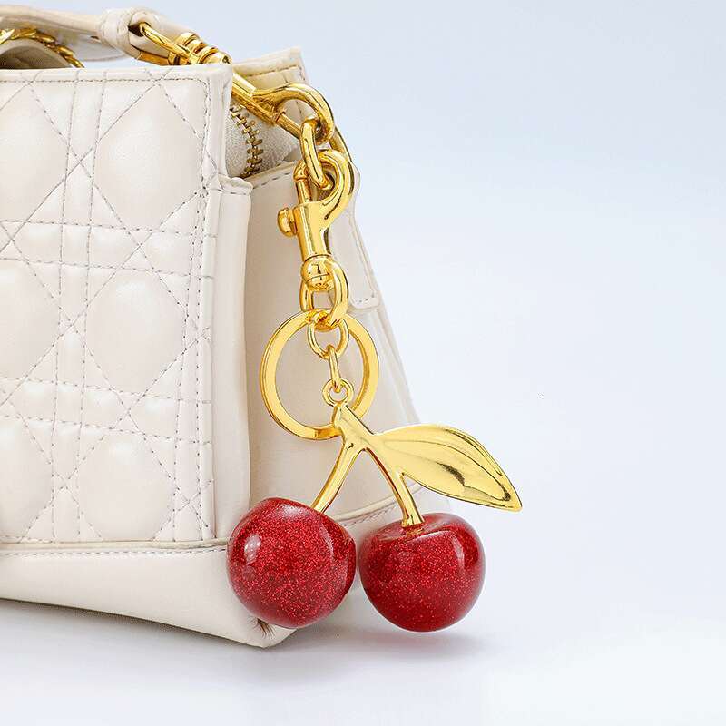 Bag Charms Keychain Red Cherry Fruit Pendant Womens Purse Accessories Suitable for daily casual wear Practical and cute featuring vibrant