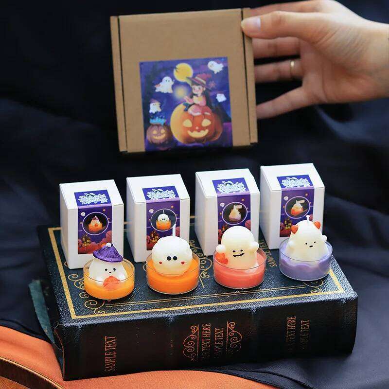 4pcs Halloween Little Ghost Limited Edition Aromatherapy Tea Wax for Girlfriends Candles Box Souvenir Birthday Gift Girls S260204