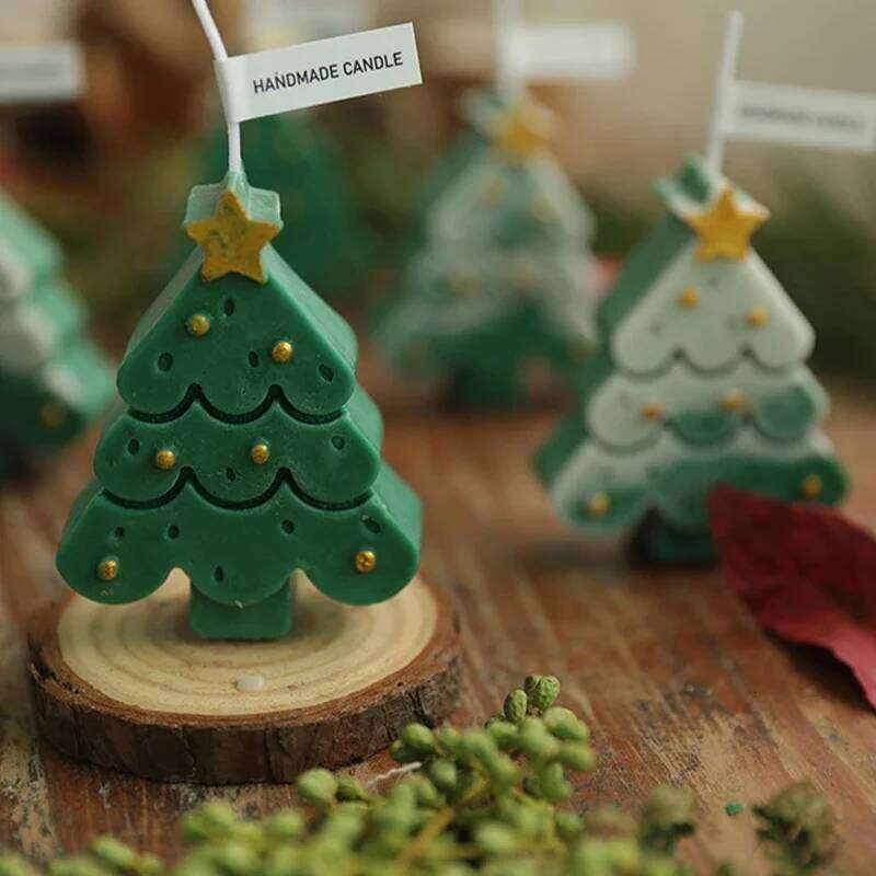 Multi-color Tree Candle Ornament Romantic Christmas Gifts General Candles Xmas 2026 New Year Creative Dress Up Plugin S260204
