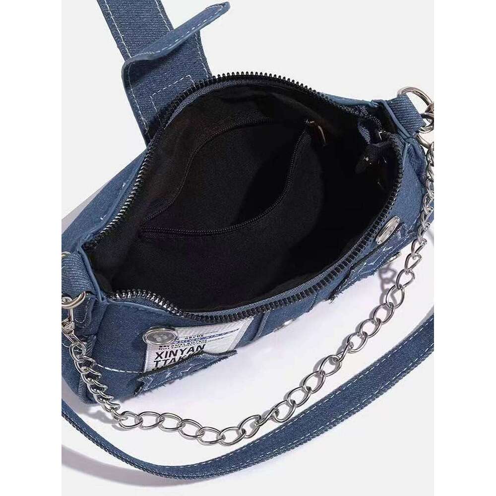 Y2K motorcycle hot girl style shoulder versatile star denim armpit bag C260204