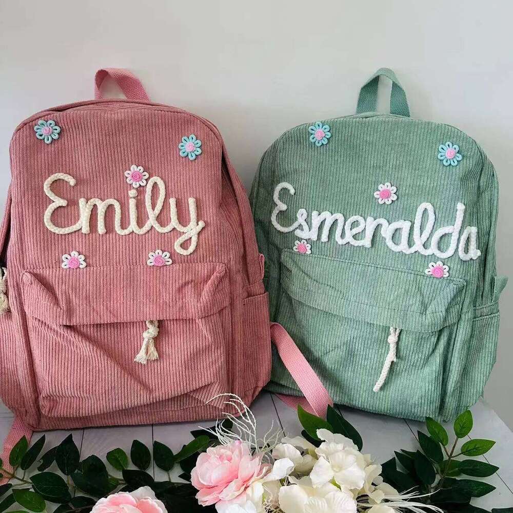 Personalized Kids Backpack, Embroidered Corduroy Backpack,Back to School, Kid backpack,school bag college,toddler,with name Z260204