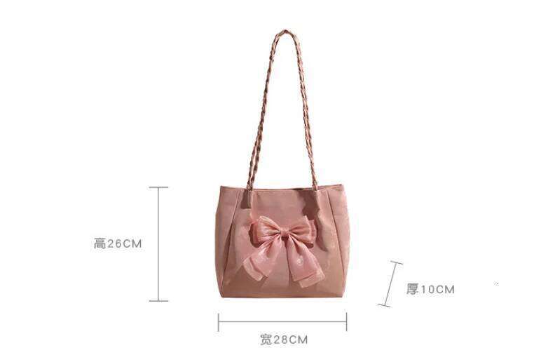 Fashion Girls Bowknot Shoulder Bag Solid Color Ballet Style Tote bag Braid Strap Underarm Bags handbags sacs C260204